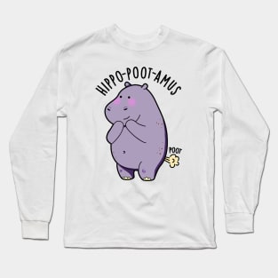 Hippo-poot-amus Funny Farting Hippo Pun Long Sleeve T-Shirt